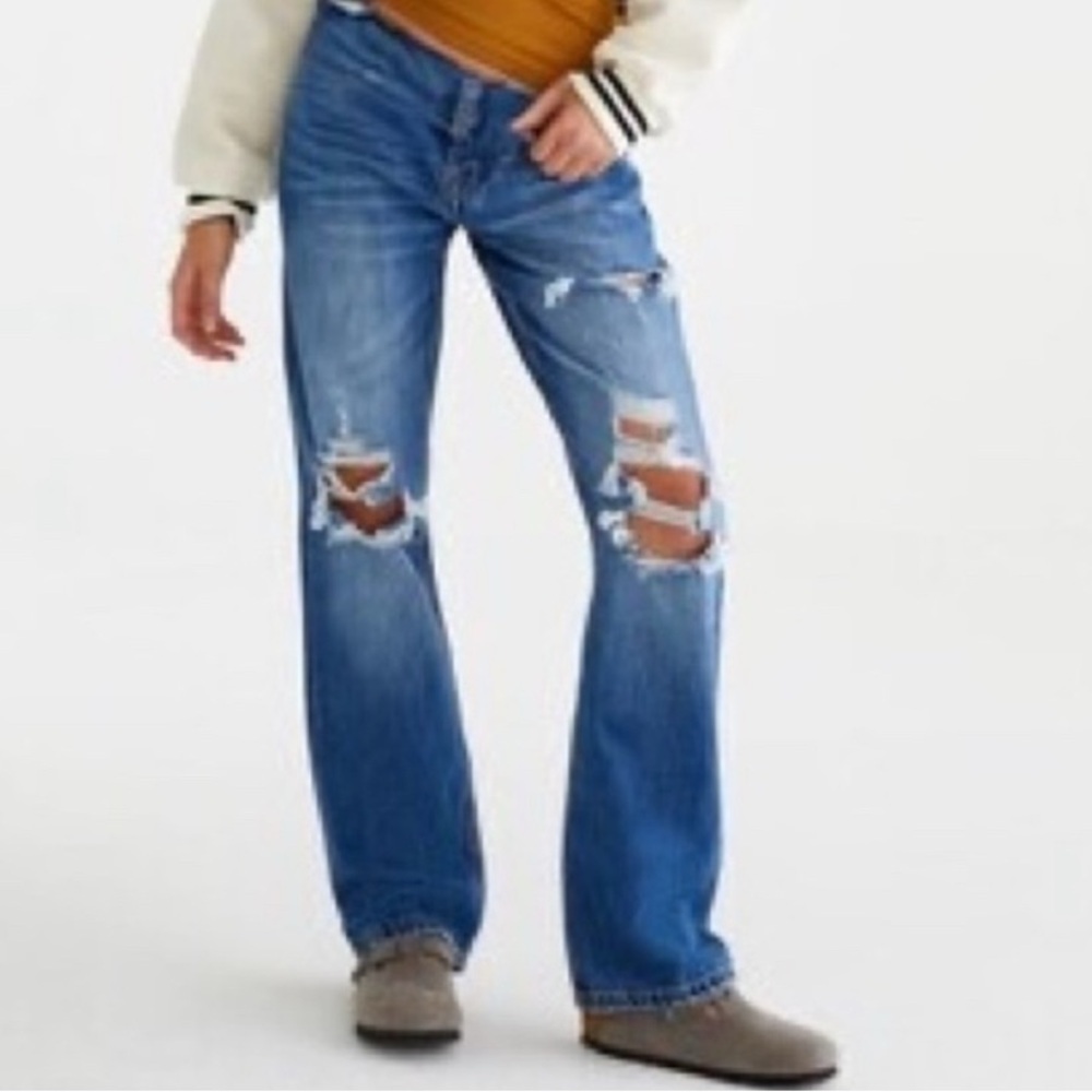 Aeropostale 90s Baggy Jeans Low Rise Distressed Denim 00 REG Y2K Grunge